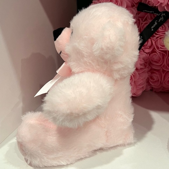 Teddy Bear Soft Fluffy Plush Pink w/ Ribbon Neck Tie - Picture 2 of 7